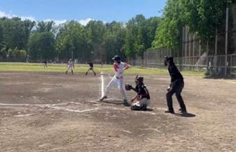 Batter swinging during a baseball game