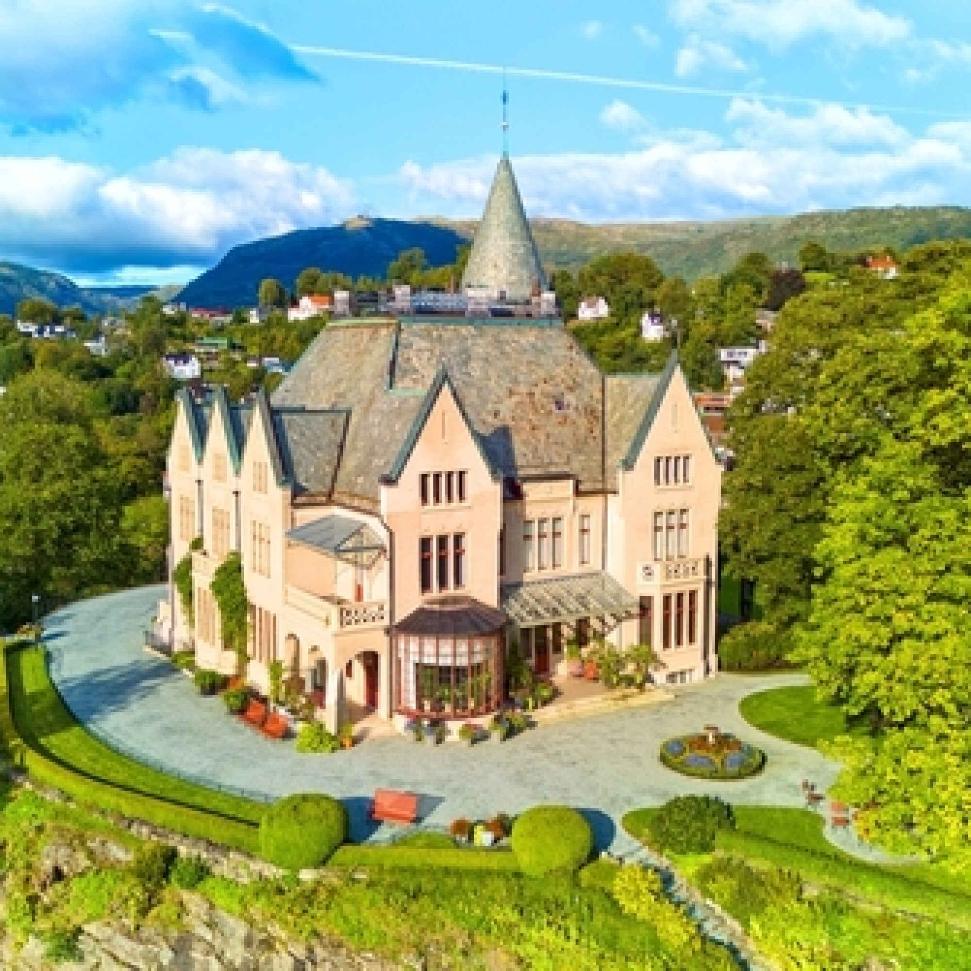 Aerial,View,Of,Royal,Castle,Gamlehaugen,In,Bergen,,Norway